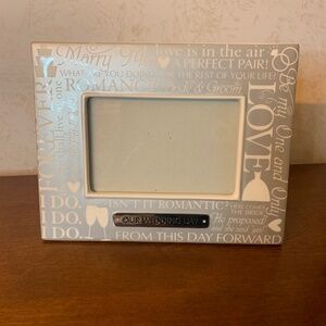 Silver and White Our Wedding Day Picture Frame,  7 1/2” x 9”